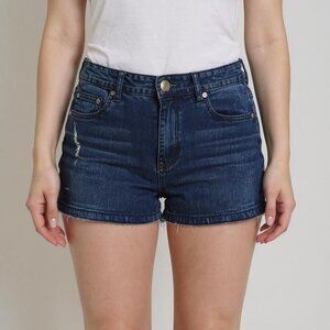 Forever 21 ✦ Distressed Denim Shorts ✦ Blue Frayed Hem Vintage-Inspired Cutoffs